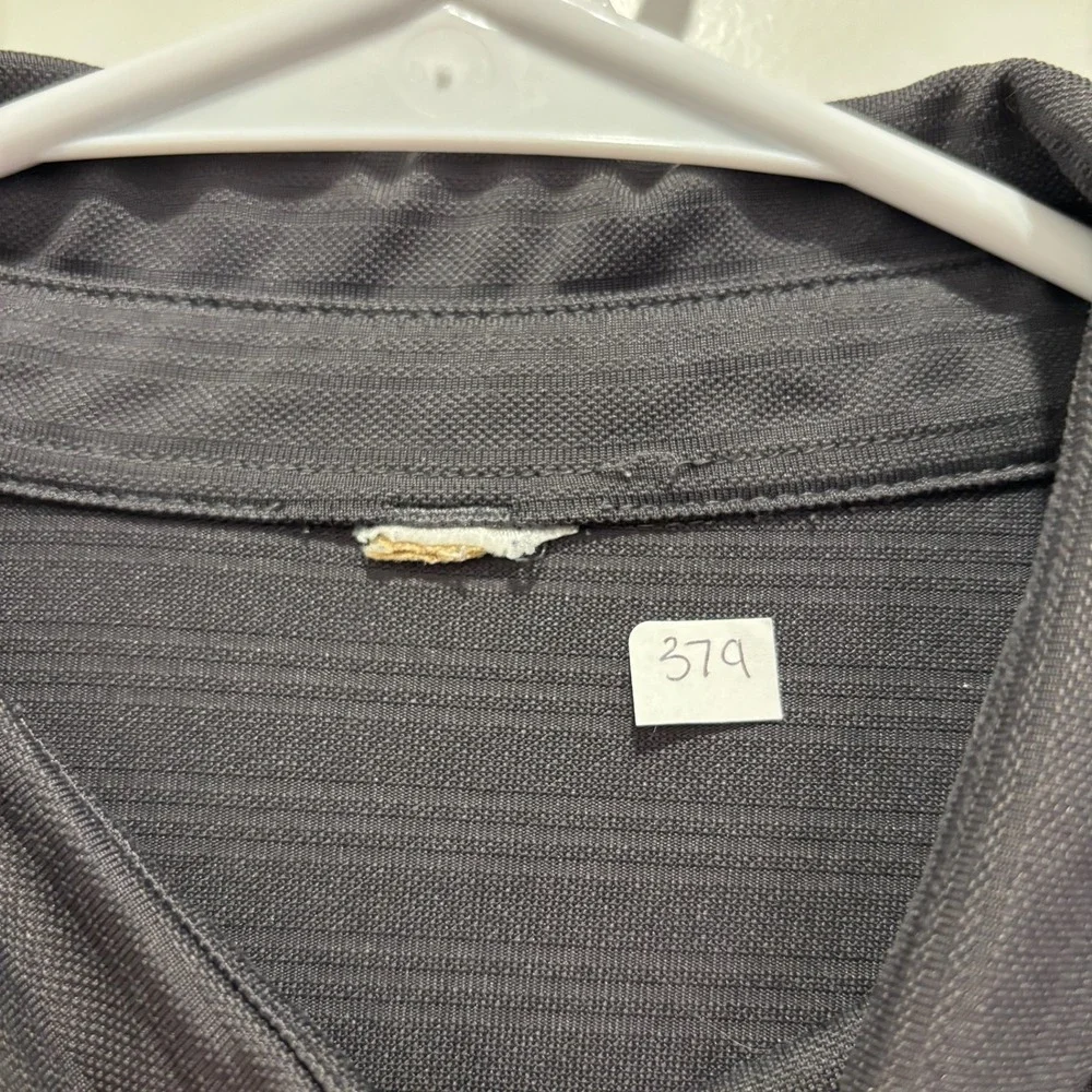 The North Face Mens Charcoal‎ Grey Textured Short Sleeve Polo Shirt Zip Pocket L